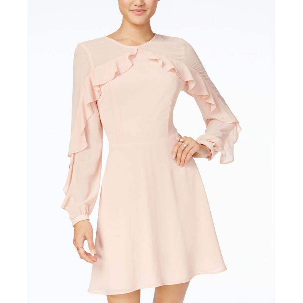 Crystal Doll Juniors Ruffle Trim Fit Flare Dress